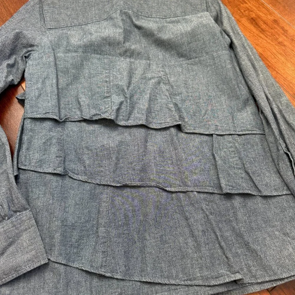 J. Crew Chambray Pararuffle Button Down Shirt Size 2